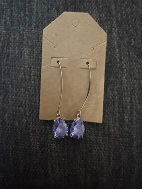 Elegant Swarovski Teardrop Dangle Earrings with Violet Crystals